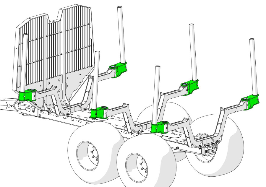 Forwarder type bunk adapter for wider loading area - PA
